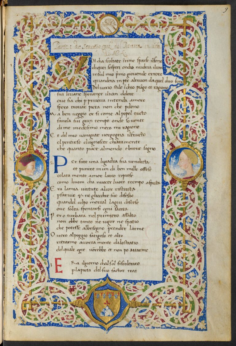 PETRARCA. Ms. 2102, f. 9, page de titre